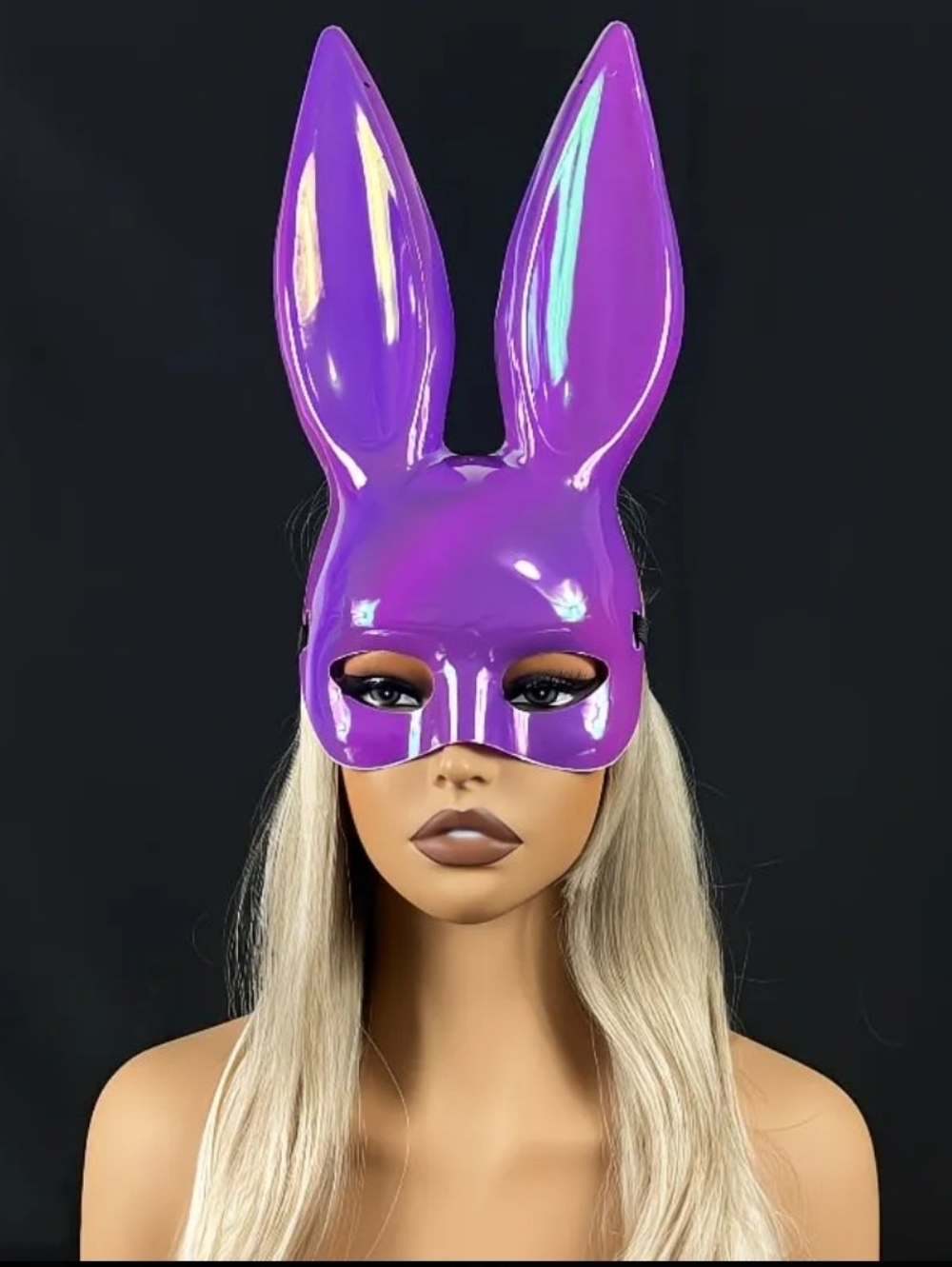 Glossy Purple Bunny Ear Mask